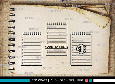 Notebook Monogram, Notebook Silhouette, Notebook SVG, Pen Svg, Homework Svg, Diary Svg, Office Supply Svg, SB00456 SVG ETC Craft 