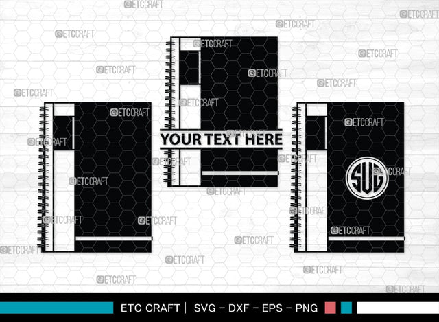 Notebook Monogram, Notebook Silhouette, Notebook SVG, Pen Svg, Homework Svg, Diary Svg, Office Supply Svg, SB00456 SVG ETC Craft 