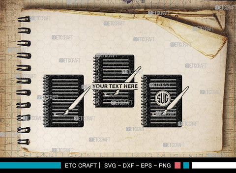 Notebook Monogram, Notebook Silhouette, Notebook SVG, Pen Svg, Homework Svg, Diary Svg, Office Supply Svg, SB00456 SVG ETC Craft 