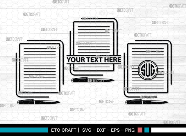 Notebook Monogram, Notebook Silhouette, Notebook SVG, Pen Svg, Homework Svg, Diary Svg, Office Supply Svg, SB00456 SVG ETC Craft 