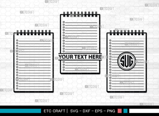Notebook Monogram, Notebook Silhouette, Notebook SVG, Pen Svg, Homework Svg, Diary Svg, Office Supply Svg, SB00456 SVG ETC Craft 