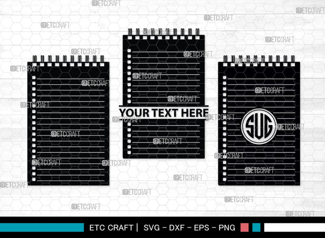 Notebook Monogram, Notebook Silhouette, Notebook SVG, Pen Svg, Homework Svg, Diary Svg, Office Supply Svg, SB00456 SVG ETC Craft 
