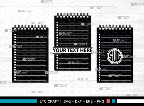 Notebook Monogram, Notebook Silhouette, Notebook SVG, Pen Svg, Homework Svg, Diary Svg, Office Supply Svg, SB00456 SVG ETC Craft 