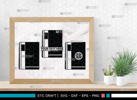 Notebook Monogram, Notebook Silhouette, Notebook SVG, Pen Svg, Homework Svg, Diary Svg, Office Supply Svg, SB00456 SVG ETC Craft 