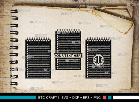 Notebook Monogram, Notebook Silhouette, Notebook SVG, Pen Svg, Homework Svg, Diary Svg, Office Supply Svg, SB00456 SVG ETC Craft 