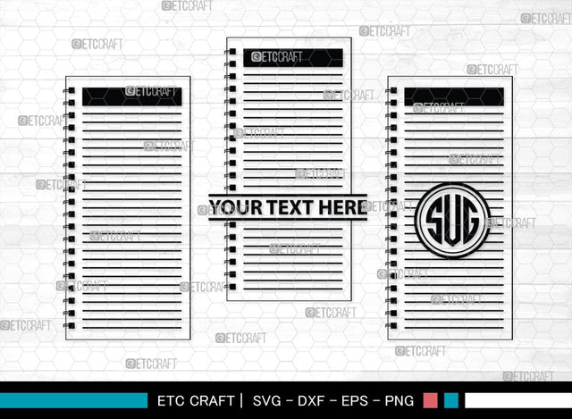 Notebook Monogram, Notebook Silhouette, Notebook SVG, Pen Svg, Homework Svg, Diary Svg, Office Supply Svg, SB00456 SVG ETC Craft 