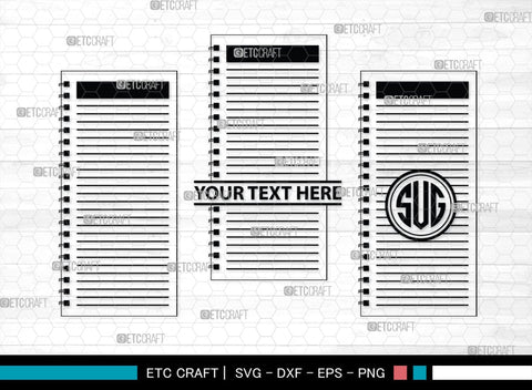 Notebook Monogram, Notebook Silhouette, Notebook SVG, Pen Svg, Homework Svg, Diary Svg, Office Supply Svg, SB00456 SVG ETC Craft 