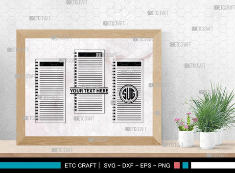 Notebook Monogram, Notebook Silhouette, Notebook SVG, Pen Svg, Homework Svg, Diary Svg, Office Supply Svg, SB00456 SVG ETC Craft 