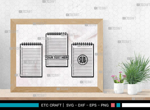 Notebook Monogram, Notebook Silhouette, Notebook SVG, Pen Svg, Homework Svg, Diary Svg, Office Supply Svg, SB00456 SVG ETC Craft 