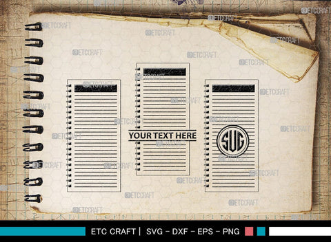 Notebook Monogram, Notebook Silhouette, Notebook SVG, Pen Svg, Homework Svg, Diary Svg, Office Supply Svg, SB00456 SVG ETC Craft 