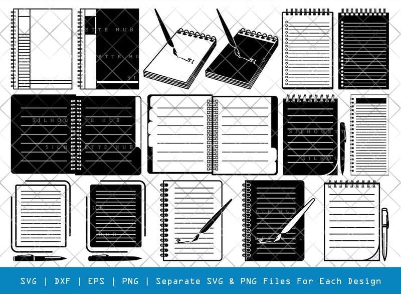 Notebook SVG Cut Files | Notebook Silhouette | Pen Svg | Homework Svg ...