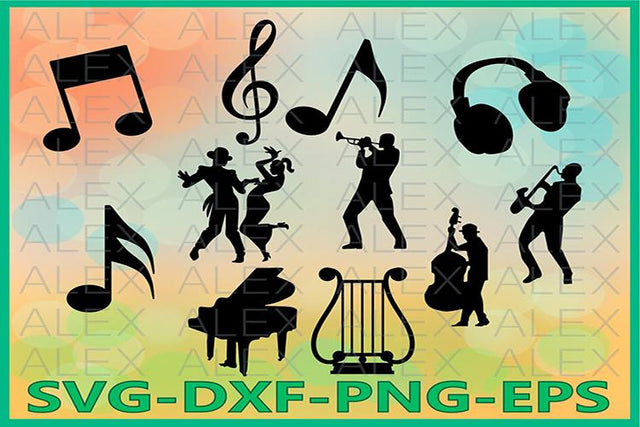 Notes SVG, Musicians Silhouette SVG AlexSVGStudio 