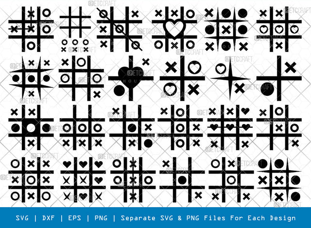 Noughts Crosses SVG, Crosses Silhouette, Tac Toe Svg, Noughts Svg, Love Crosses Svg, Xoxo Svg, Tic Tac Toe Svg, Crosses Bundle SVG ETC Craft 