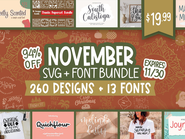 November 2021 SVG & Font Bundle Bundle So Fontsy Design Shop 