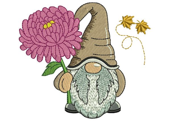 November Chrisantemum Gnome Embroidery Design, Month Flower Embroidery Embroidery/Applique DESIGNS NextEmbroidery 