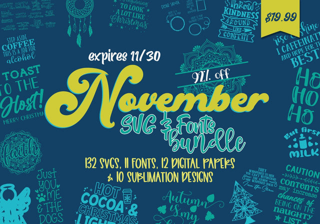 November SVG and Fonts Bundle Bundle So Fontsy Design Shop 