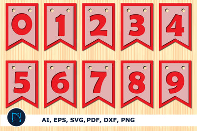NUMBER Banner SVG 3d paper cut bundle SVG MD JOYNAL ABDIN 