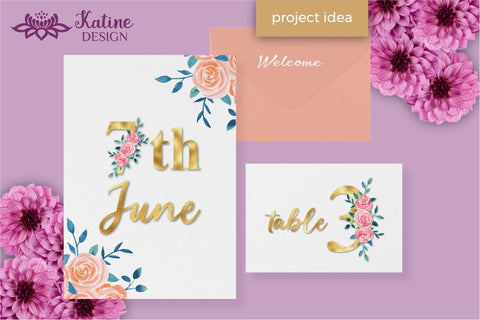 Number Clipart, Gold Numbers, Number PNG, Numbers Font, Design Elements, Birthday Number, Birthday Clipart, Wedding Numbers, Sublimation Design, Watercolor Clipart, Table Numbers, Wedding Clipart Sublimation KatineDesign 