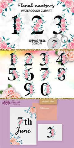 Number Clipart, Number PNG, Numbers Fonts, Design Elements, Birthday Number, Birthday Clipart, Wedding Numbers, Sublimation Design, Watercolor Clipart, Table Numbers, Wedding Clipart Sublimation KatineDesign 