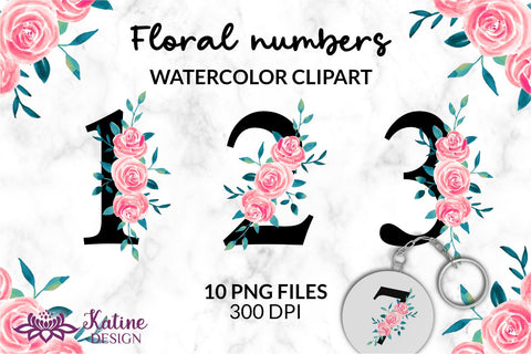 Number Clipart, Number PNG, Numbers Fonts, Design Elements, Birthday Number, Birthday Clipart, Wedding Numbers, Sublimation Design, Watercolor Clipart, Table Numbers, Wedding Clipart Sublimation KatineDesign 