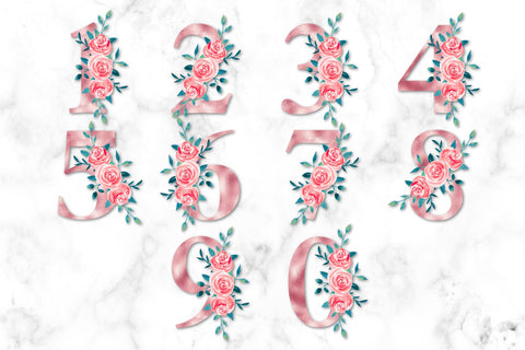 Number Clipart, Rose Gold Numbers, Number PNG, Numbers Font, Design Elements, Birthday Number, Birthday Clipart, Wedding Numbers, Sublimation Design, Watercolor Clipart, Table Numbers, Wedding Clipart Sublimation KatineDesign 