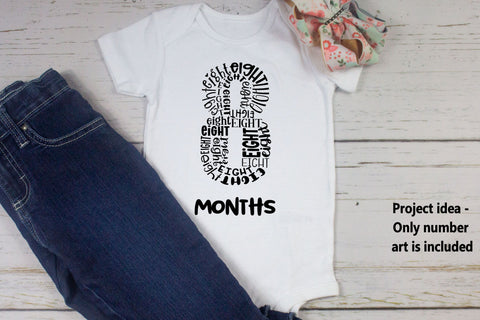 Number Eight Word Art - 8 - Eighth Birthday SVG SVG Stacy's Digital Designs 