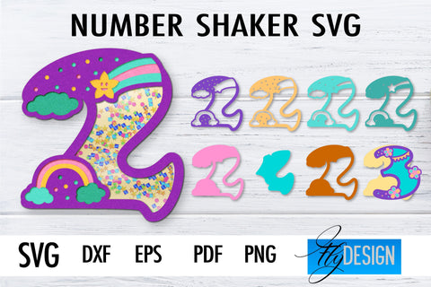 Number Shakers SVG | Happy Birthday Paper Cut Design | Confetti SVG SVG Fly Design 