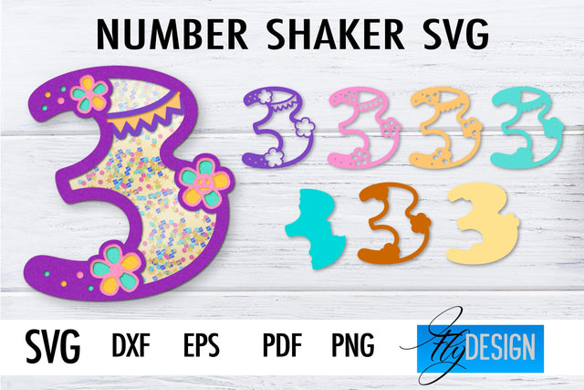 Number Shakers SVG | Happy Birthday Paper Cut Design | Confetti SVG SVG Fly Design 