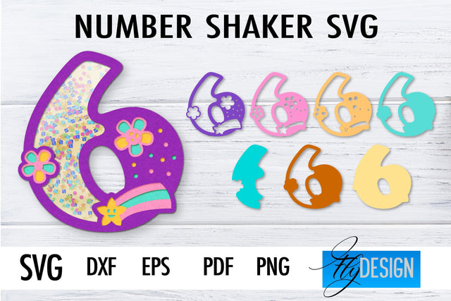 Number Shakers SVG | Happy Birthday Paper Cut Design | Confetti SVG SVG Fly Design 