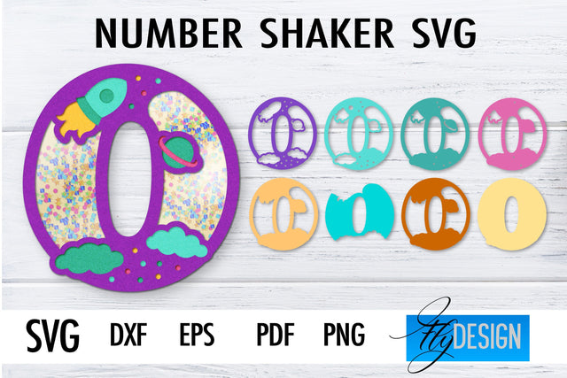 Number Shakers SVG | Happy Birthday Paper Cut Design | Confetti SVG SVG Fly Design 