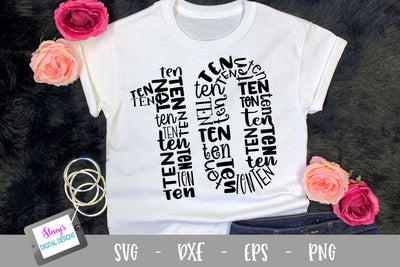 Number Ten Word Art - 10 - Tenth Birthday SVG SVG Stacy's Digital Designs 