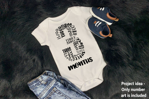 Number Three Word Art - 3 - Third Birthday SVG SVG Stacy's Digital Designs 