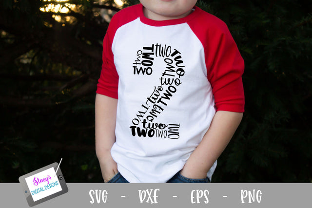 Number Two Word Art - 2 - Second Birthday SVG SVG Stacy's Digital Designs 