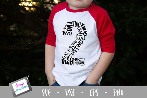 Number Two Word Art - 2 - Second Birthday SVG SVG Stacy's Digital Designs 