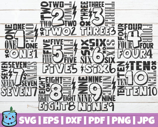 Numbers Word Art SVG Bundle SVG MintyMarshmallows 
