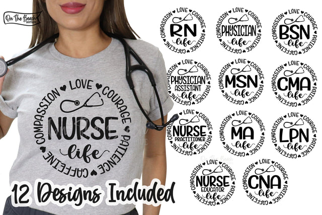 Nurse 12 Designs Cutting PNG Sublimation Nurse Life SVG SVG On the Beach Boutique 