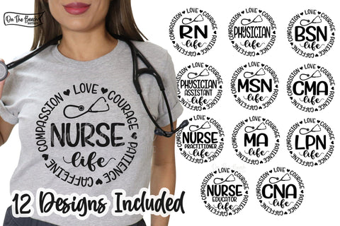 Nurse 12 Designs Cutting PNG Sublimation Nurse Life SVG SVG On the Beach Boutique 