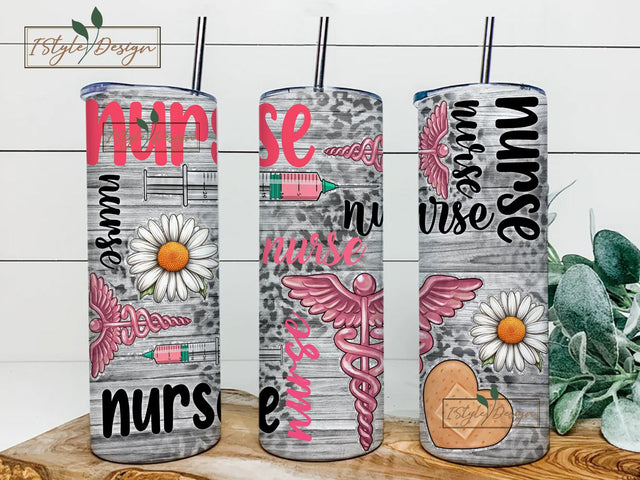 Nurse 20 oz skinny tumbler png sublimation design download, Nurse tumbler wrap png, 20 oz tumbler designs, tumbler png download Sublimation iStyleDesign 