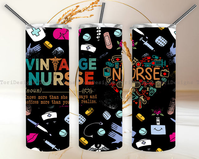 Nurse 20 oz Skinny Tumbler Sublimation Sublimation ToriDesigns 