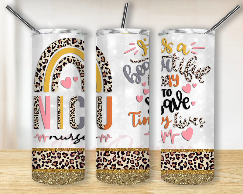 Nurse 20oz Tumbler Png, NICU Design Png, Leopard Rainbow Tumbler Design, NICU Nurse Sublimation Design, Nurse Gift, Instant Download Sublimation BouDesign 