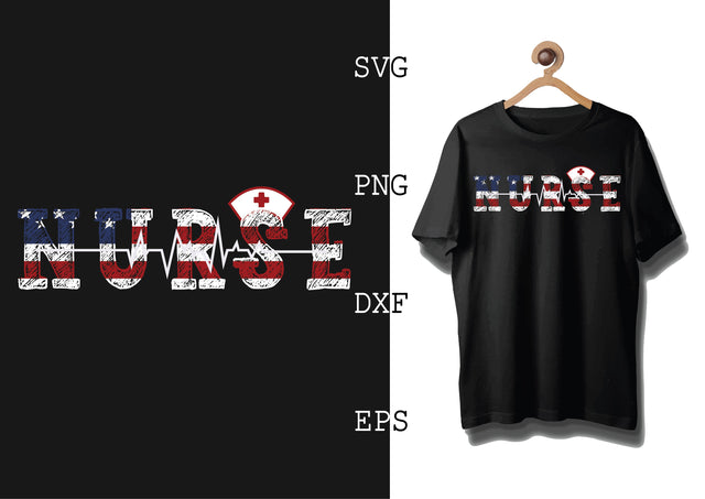 Nurse America Svg, 4th of July File, America Patriotic Svg, Png, Eps, Dxf Files SVG DesignTShirt 