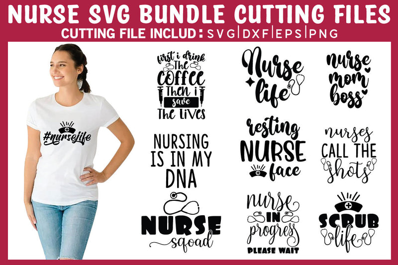 Nurse Bundle SVG DXF PNG EPS Cutting Files SVG md faruk hossain 