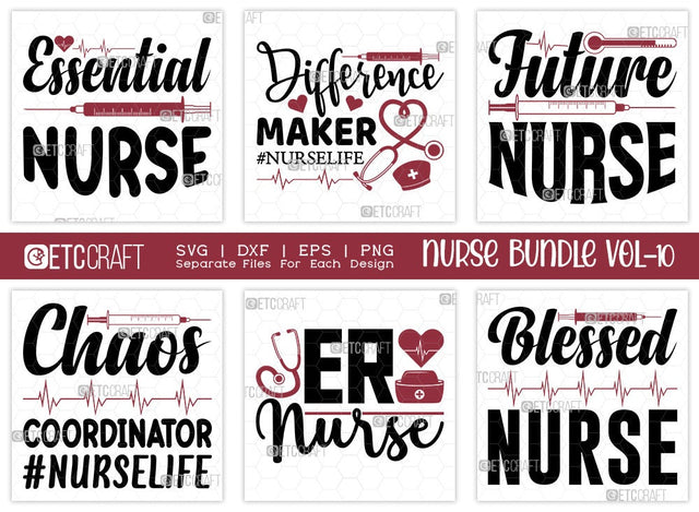 Nurse Bundle Vol-10 | Blessed Nurse Svg | Essential Nurse Svg | Difference Maker Svg | Future Nurse Svg | Nurse Quote Design SVG ETC Craft 