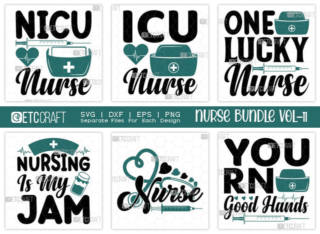 Nurse Bundle Vol-11 | NICU Nurse Svg | ICU Nurse Svg | One Lucky Nurse Svg | Nursing Is My Jam Svg | Nurse Quote Design SVG ETC Craft 