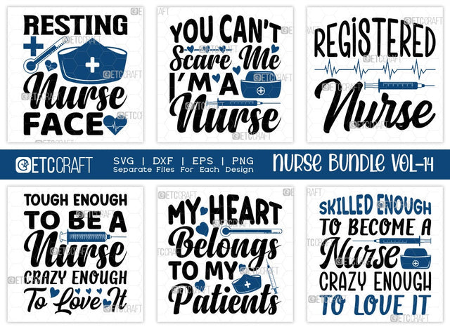 Nurse Bundle Vol-14 | Resting Nurse Face Svg | Registered Nurse Svg | My Heart Belongs To My Patients Svg | You Can't Scare Me I'm A Nurse Svg | Nurse Quote Design SVG ETC Craft 