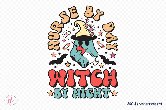 Nurse by Day Witch by Night PNG Sublimation Sublimation CraftLabSVG 