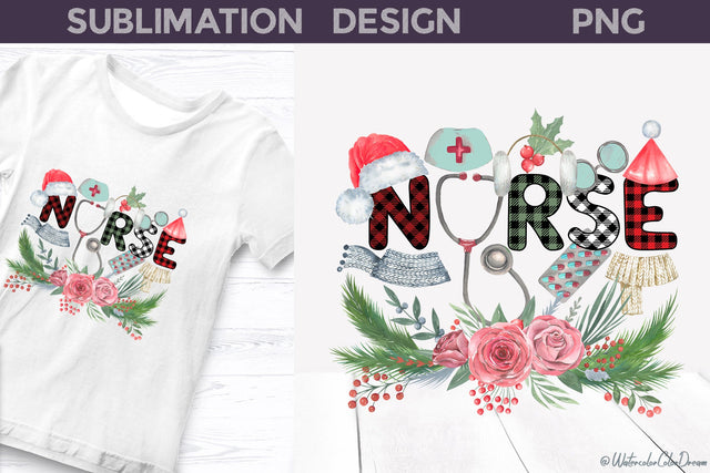 Nurse Christmas PNG | Sublimation Design Sublimation WatercolorColorDream 