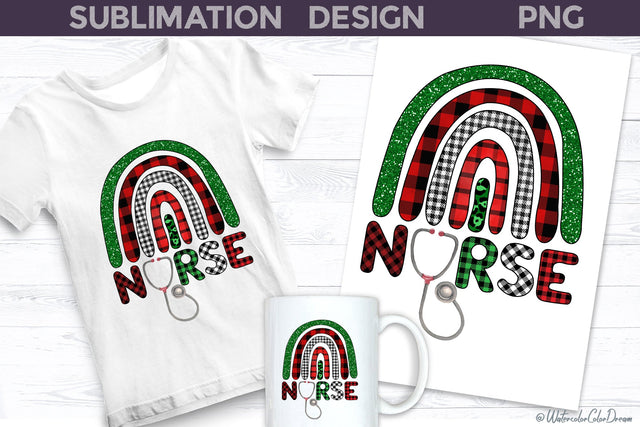 Nurse Christmas Sublimation | Nurse T shirt design Sublimation WatercolorColorDream 