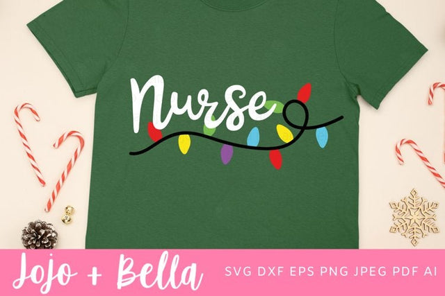 Nurse Christmas Svg, Christmas Lights Svg, Christmas Mug Svg, Christmas Shirt Svg, Christmas Gift png, Christmas Sign DXF, Christmas Svgs, Christmas Ornament SVG SVG Jojo&Bella 