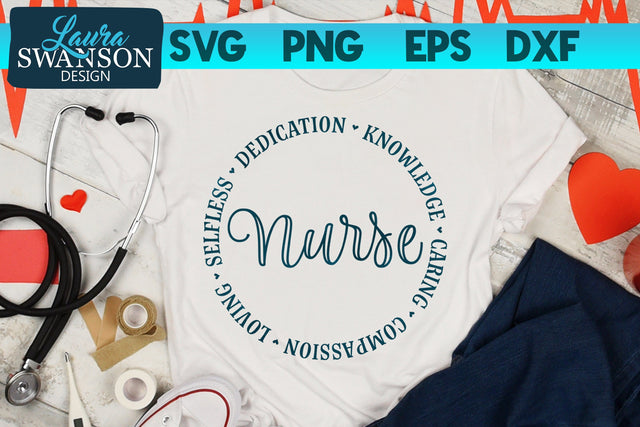 Nurse Circle Word Art SVG Laura Swanson Design 